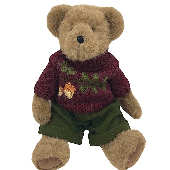 Boyds Bears Other - Boyds Bears Collectible Bear Burgundy Fall Leaf Sweater & Olive Green Pants New